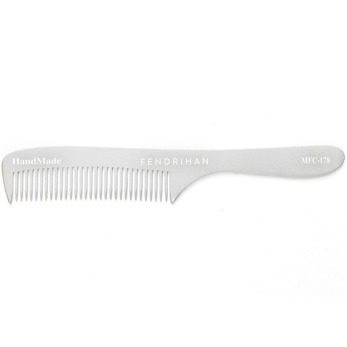Fendrihan Sturdy Metal Fine Tooth Barber Grooming Comb with Handle (6.8 Inches)