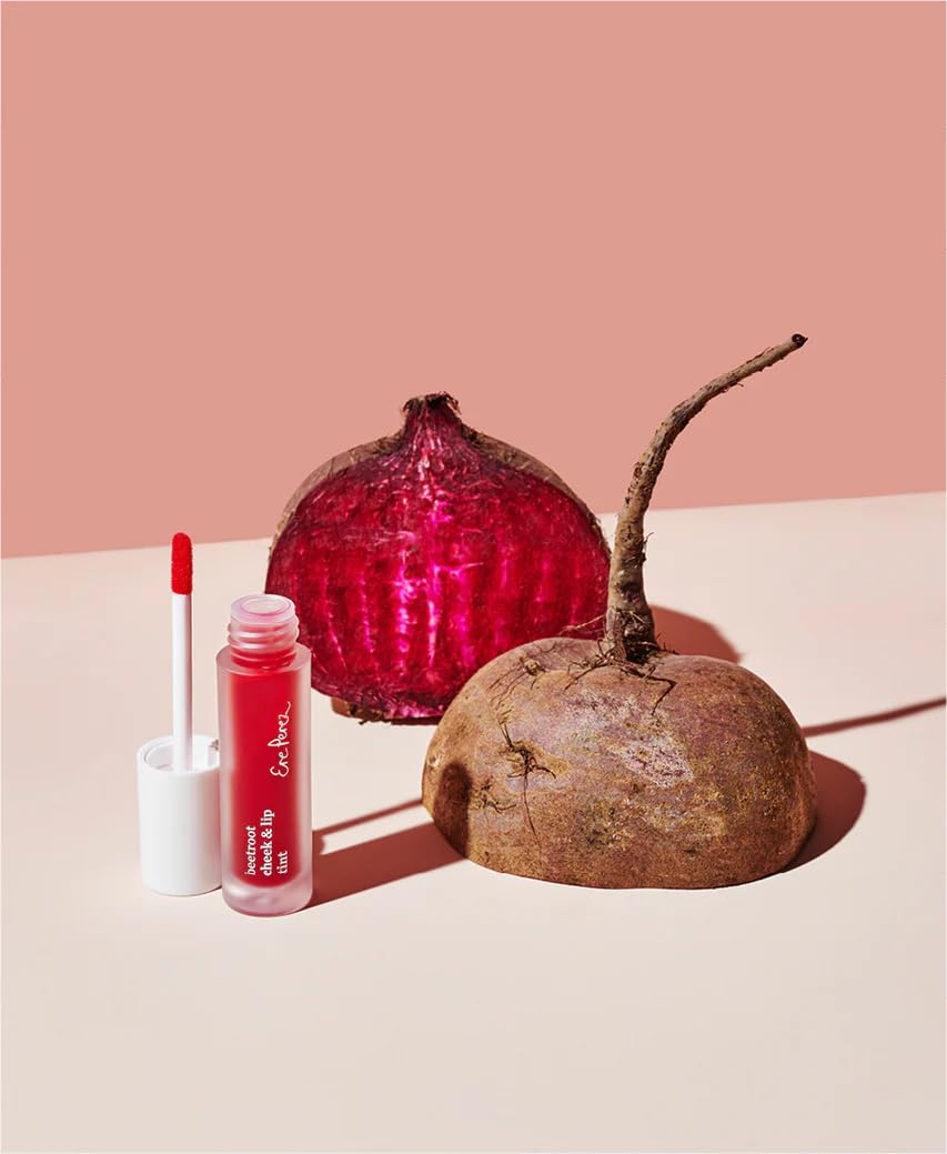 Ere Perez - Natural Beetroot Cheek + Lip Tint | Water-Resistant, Long-Lasting, Hydrating, Vibrant | Blue Agave, Rosehip Oil + Vitamin E | Vegan, Cruelty-Free, Clean Beauty (Joy-Red)
