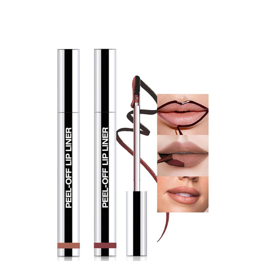 2Pcs Matte Liquid Lip Stain Peel Off Lip liner Tattoo, Matte Peel Off Lip Stain, Long Lasting Waterproof Lipstick Lip Gloss Stain, Transfer-proof for All Skin Types (0.24 fl oz-02#+03#)