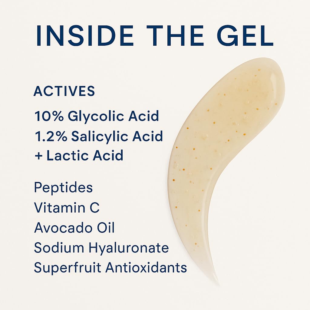 NAELI AHA/BHA Exfoliating Face Wash - 10% Glycolic Acid & Salicylic Acid Cleanser, Anti Aging Acne & Wrinkle Reducing Facial Exfoliant, Pore Minimizer & Brightening Gel, 4 oz