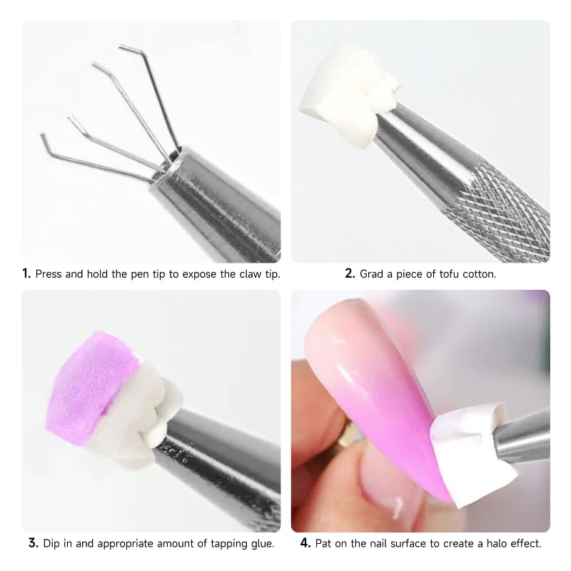 50Pcs Soft Nail Sponges for Ombre With Grabbing Pen Claw, Ombre Nail Brush Manicure Gradient Nail Art Tools Nail Art DIY Home Salon Ombre Nail Painting Sponges