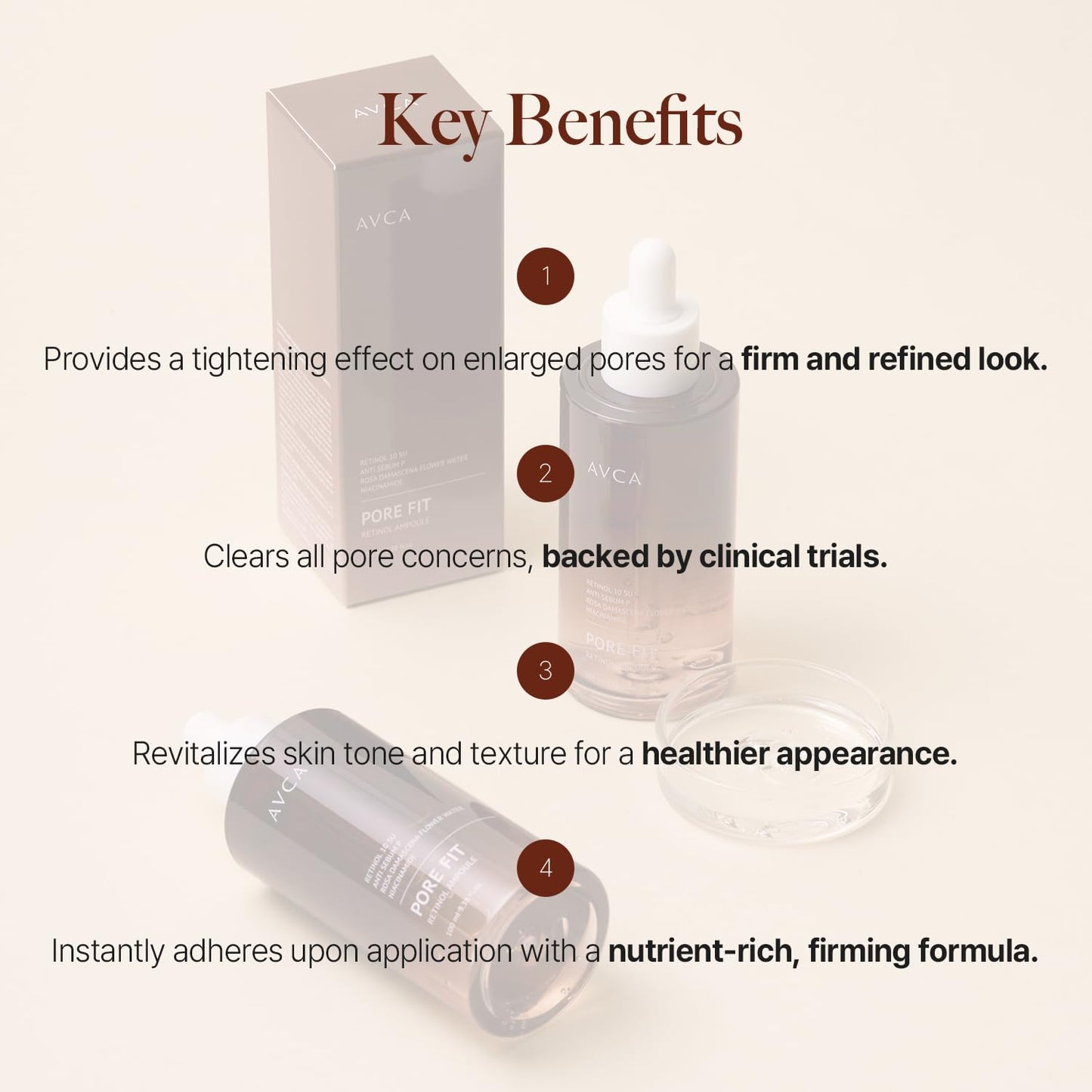 AVCA Pore Fit Retinol Ampoule for Large Pores, Fine Lines, Anti Aging & Wrinkle Care 100ml/3.38fl. oz.