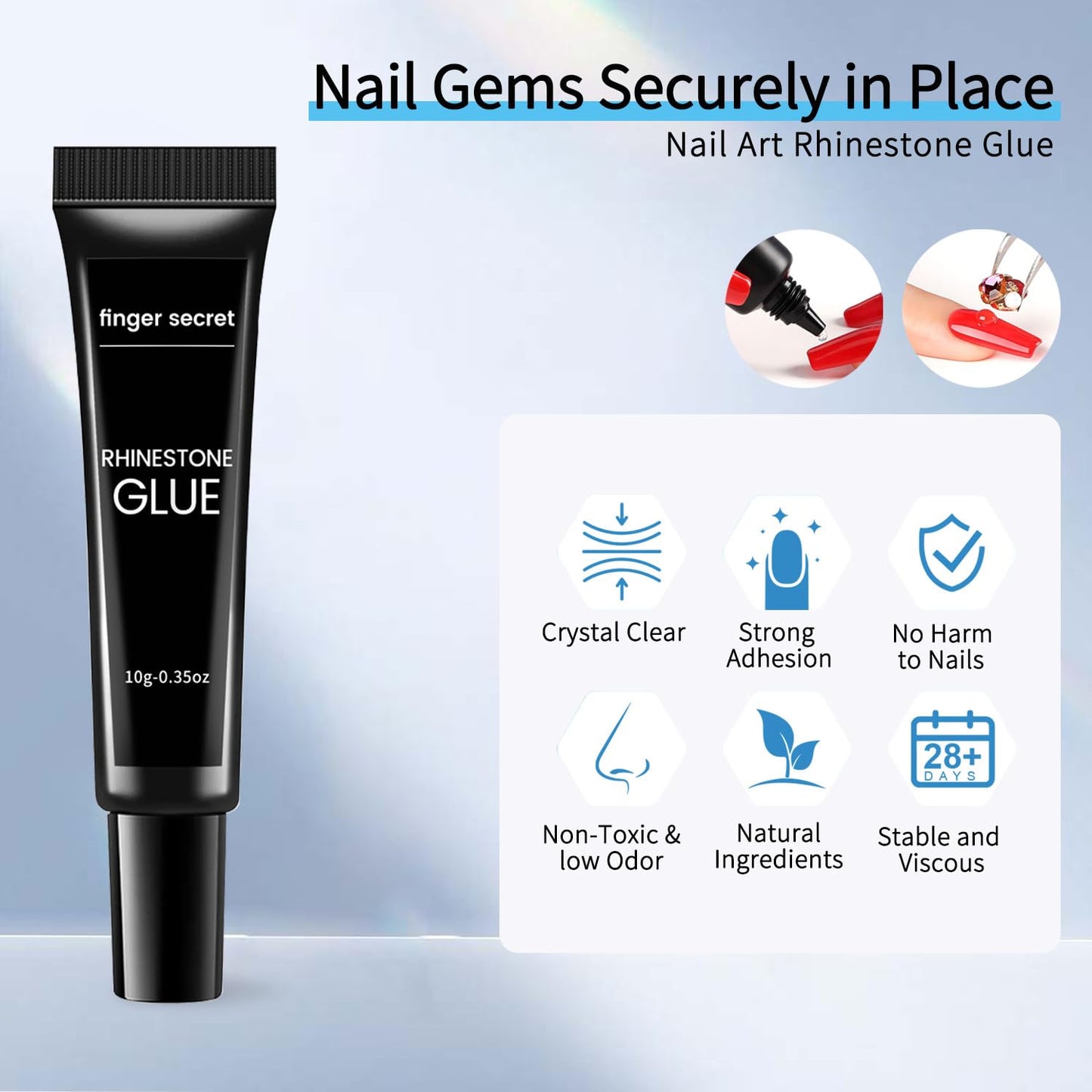 3Pcs Rhinestone Glue Gel - Superior Nail Art Glue Ensuring Strong and Long-Lasting Bond for Nail Rhinestone Glue Nail Art Decorations, Charms, 3D Bling, Gems, Jewel Diamonds UV/LED Easy Application