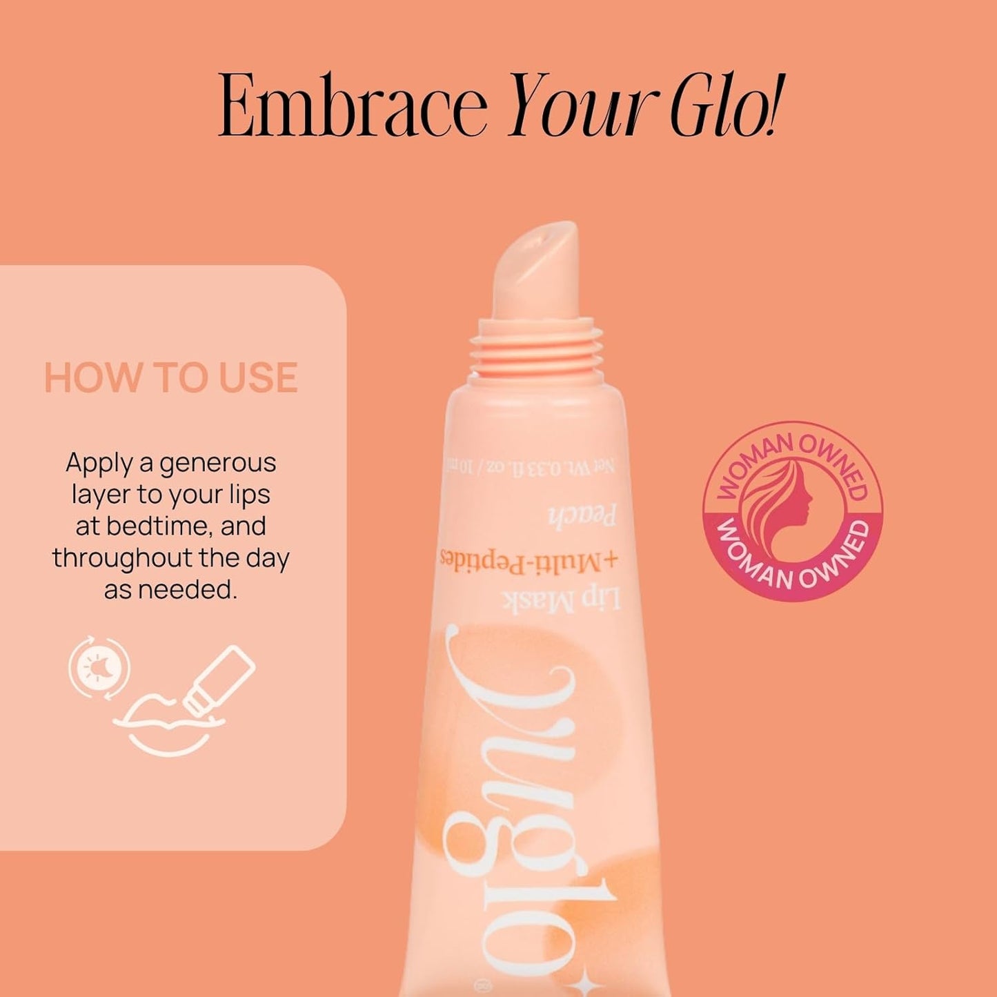 YUGLO Lip Sleeping Mask with Multi-Peptides | Peach Flavor | Hydrating & Plumping Lip Treatment for  Dry, Chapped Lips | Nourishes & Moisturizes | Overnight Lip Repair