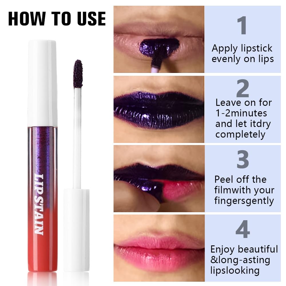 evpct Nude Brown Peel Off Lip Stain Tints, Liquid Lipstick Lip Stain Long Lasting Waterproof for Women, Non-stick Cup Lipstick Peel Off Highly Pigmented Not Faded Smudge-proof Easy to Apply, 04