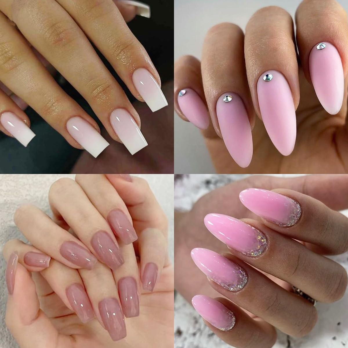 Poly Gel Kit - White Mauve Nude Pink Builder Gel Set With Slip Solution and Dual Nail Forms