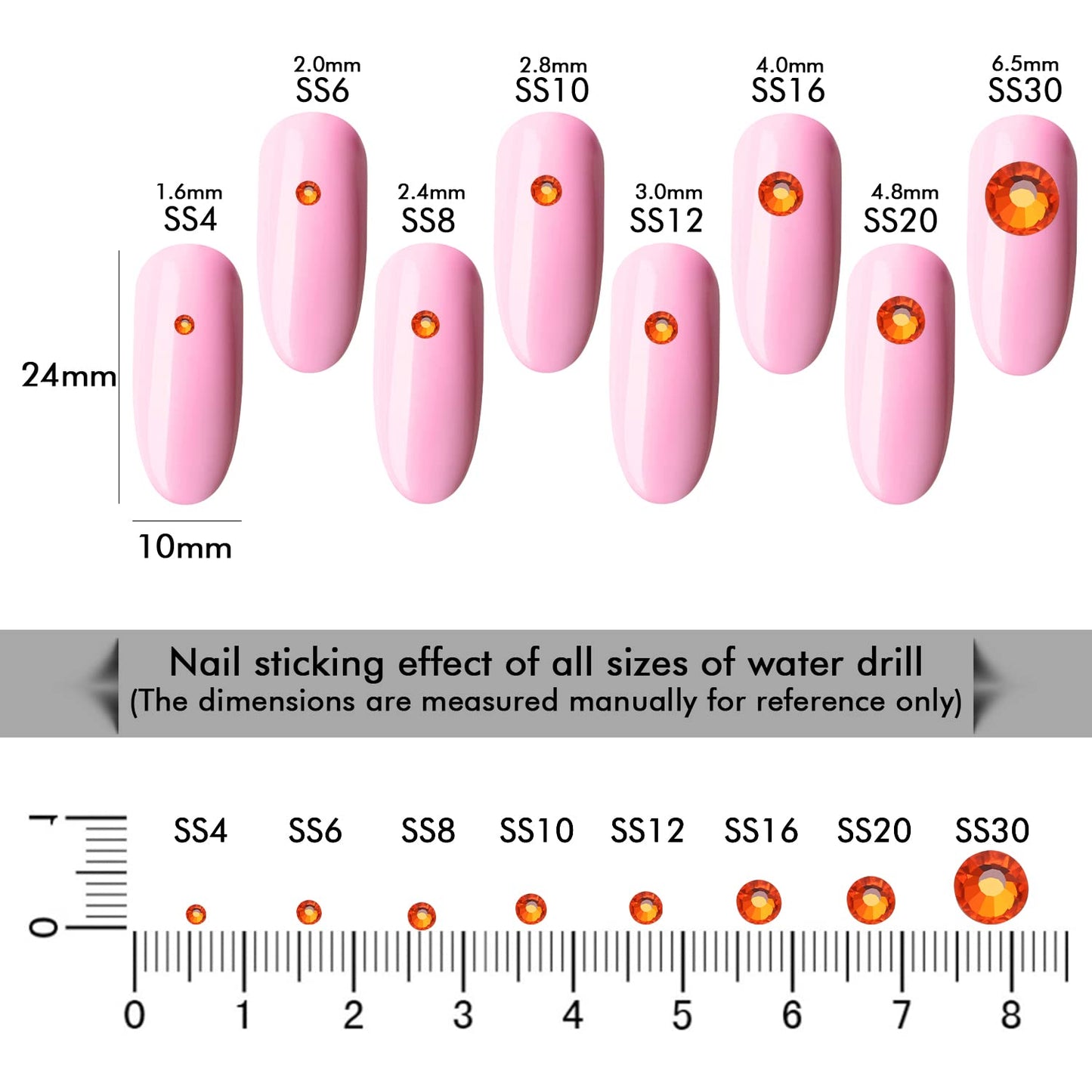 3000Pcs Orange Crystal Rhinestones,Glass Flatback Rhinestones Gemstones Mini for Nail Face Makeup Art Crafts Clothes Decoration - (SS10,2.8mm,Orange)