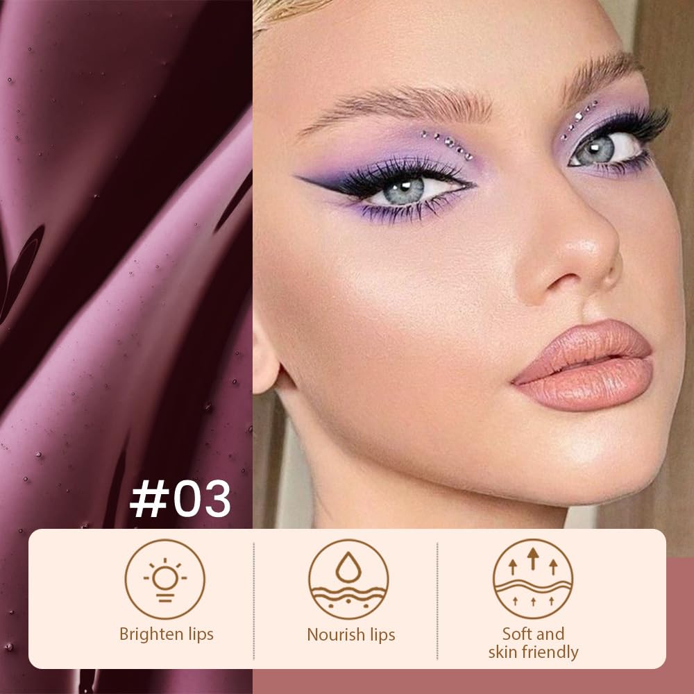 2 Pcs Matte Liquid Lip Stain Peel Off Lip Liner, Long Lasting Lip Tattoo, Waterproof & Transfer-Proof Lip Liner Peel Off Lip Gloss for All Skin Types. 0.12 fl oz #02+#03