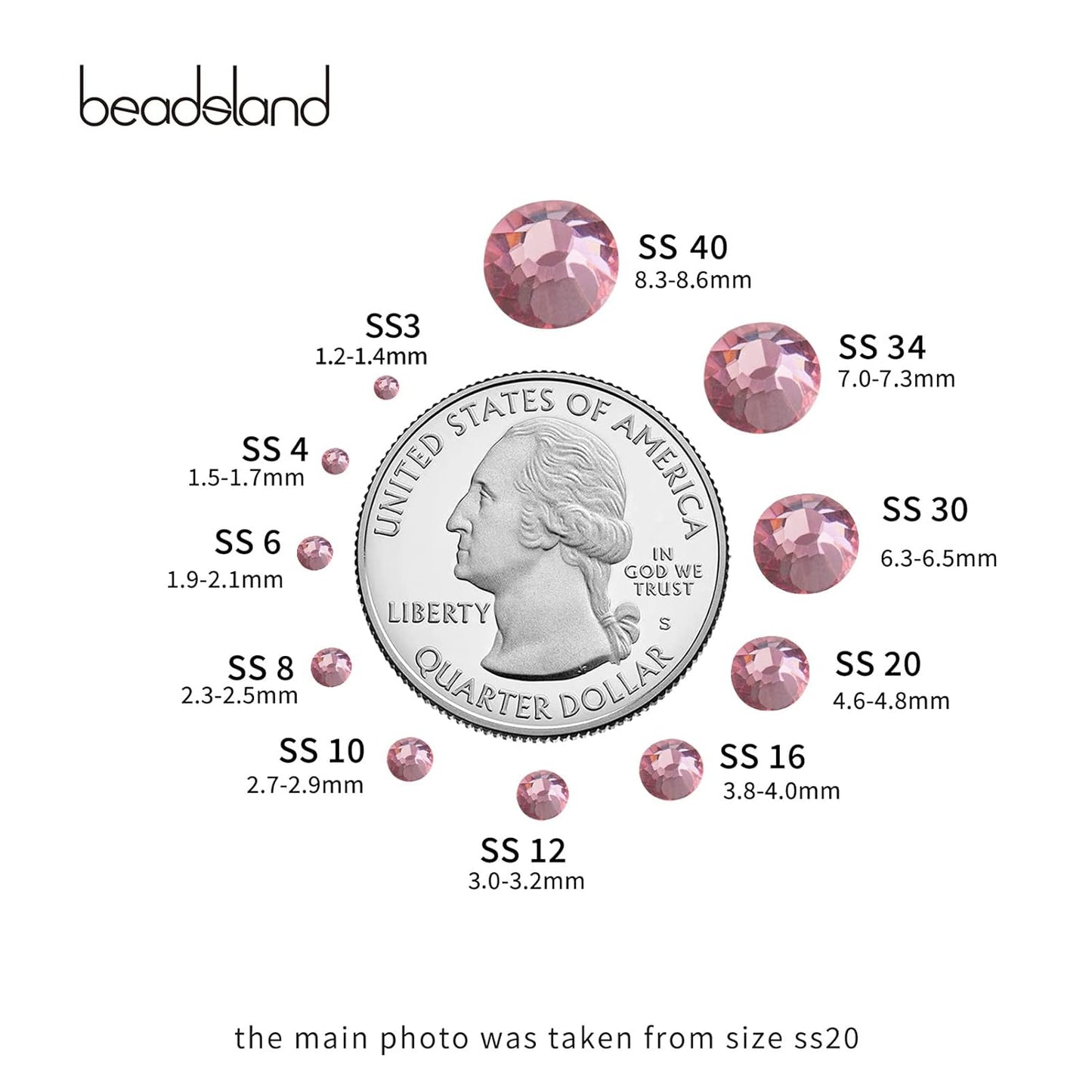 beadsland Flat Back Crystal Rhinestones Round Gems for Nail Art and Craft Glue Fix, Light Purple (2.9-3.0mm) SS12/1440pcs