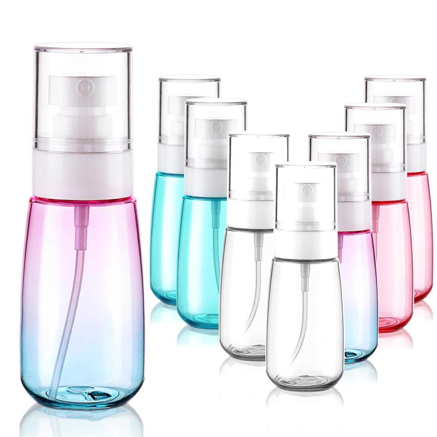Cosywell Fine Mist Spray Bottles TSA Approved 2oz 60ml 8 Pack Leak Proof Travel Spray Bottle Empty Small Spray Bottles for Perfume Essential Oils Toners Rose Water Cosmetics (8PCS-4Colors)
