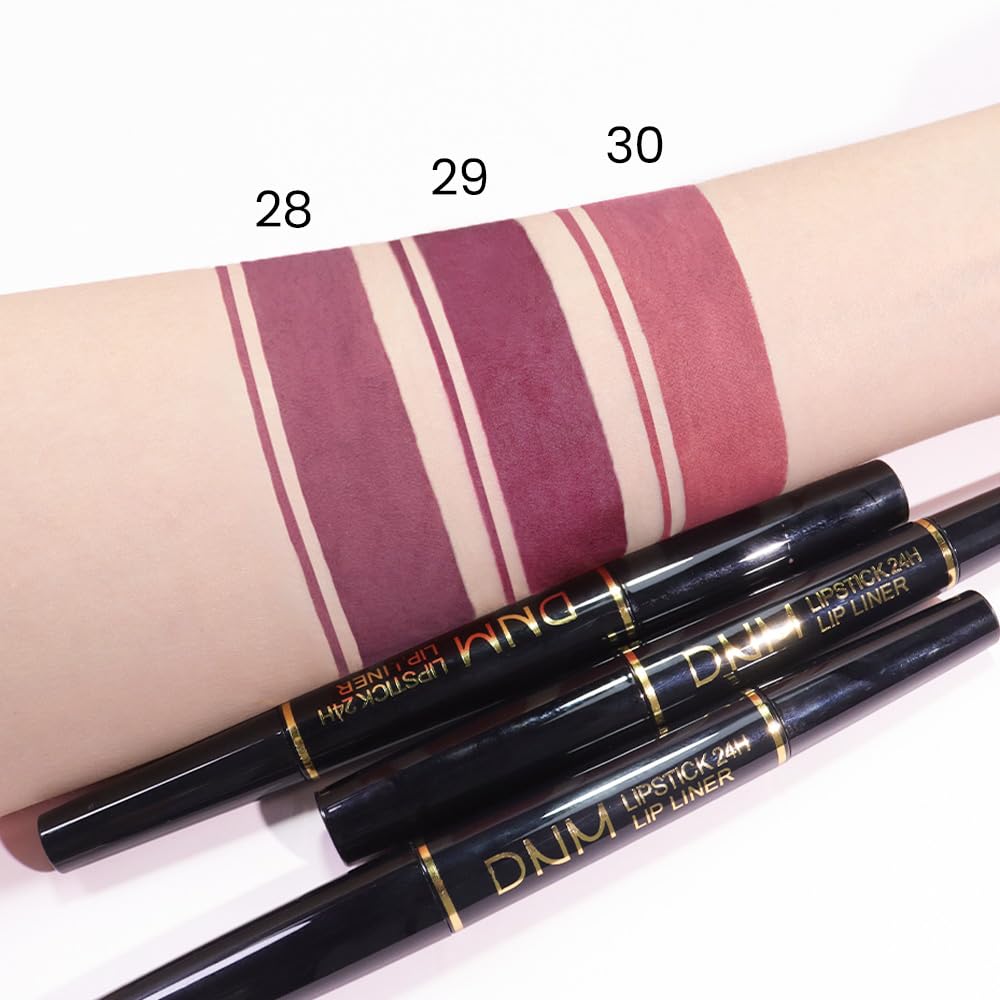 evpct 1Pcs More Mauve Lip Liner and Lipstick Set Kit for Women, Matte Lips Kit with Lip Liner Lip Stains Long Lasting Waterproof 24 Hour Lipstick and Lip Liners Combo Lipliners Pencil 28#