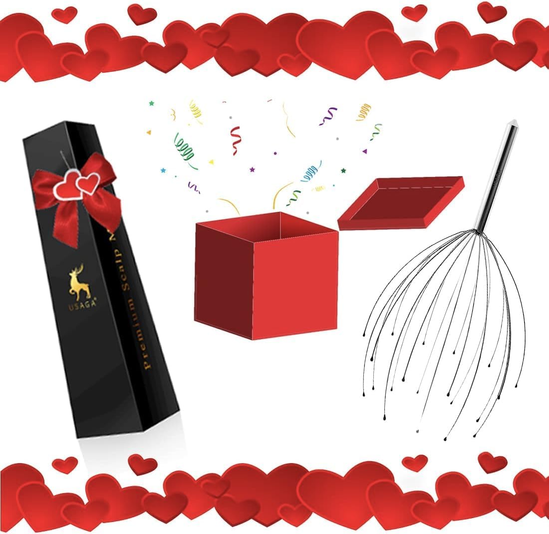 USAGA Head Massager Scalp Massager 20 Fingers Head Scratcher for Scalp Body Relaxing (Silvery)