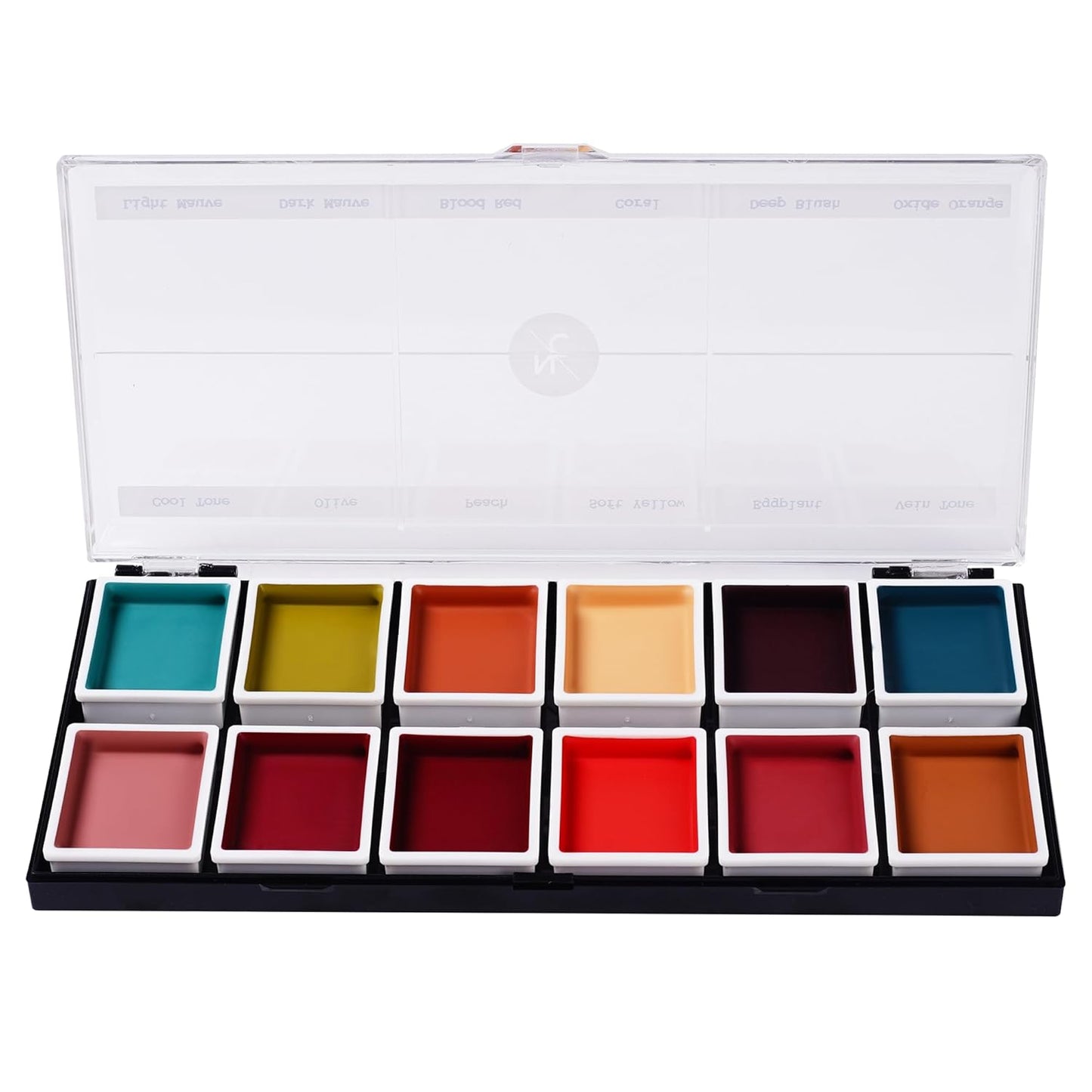 12-Color Complexion Alcohol-Activated Palette, Professional Quick Drying Waterproof SFX Makeup, Tattoo Cover