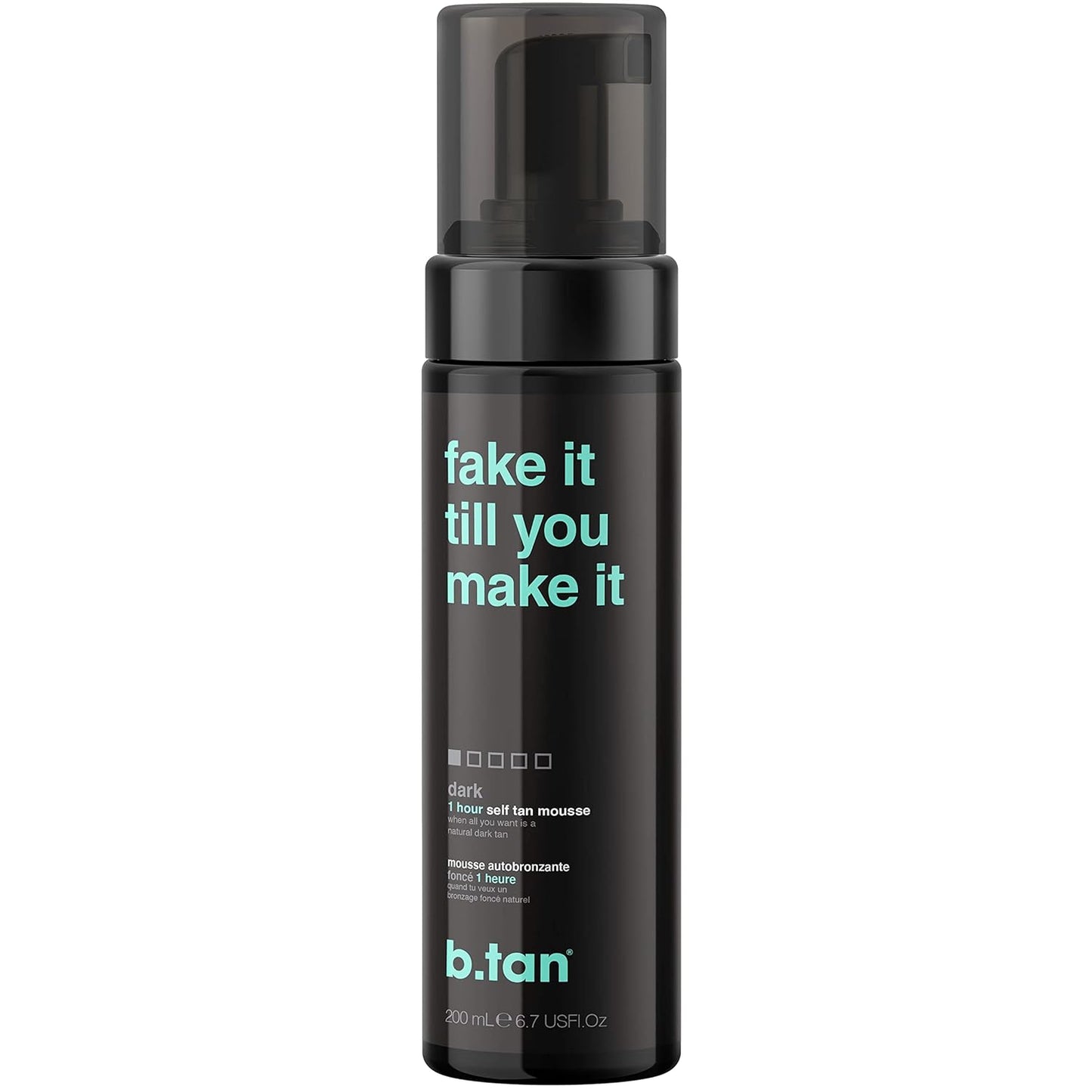 b.tan Dark Self Tanner Mousse | Fake It Till You Make It - Best 1 Hour Express Sunless Tanning Foam, Gold Bronzing Glow, Face & Body, No Fake Tan Smell, 6.7 Fl Oz