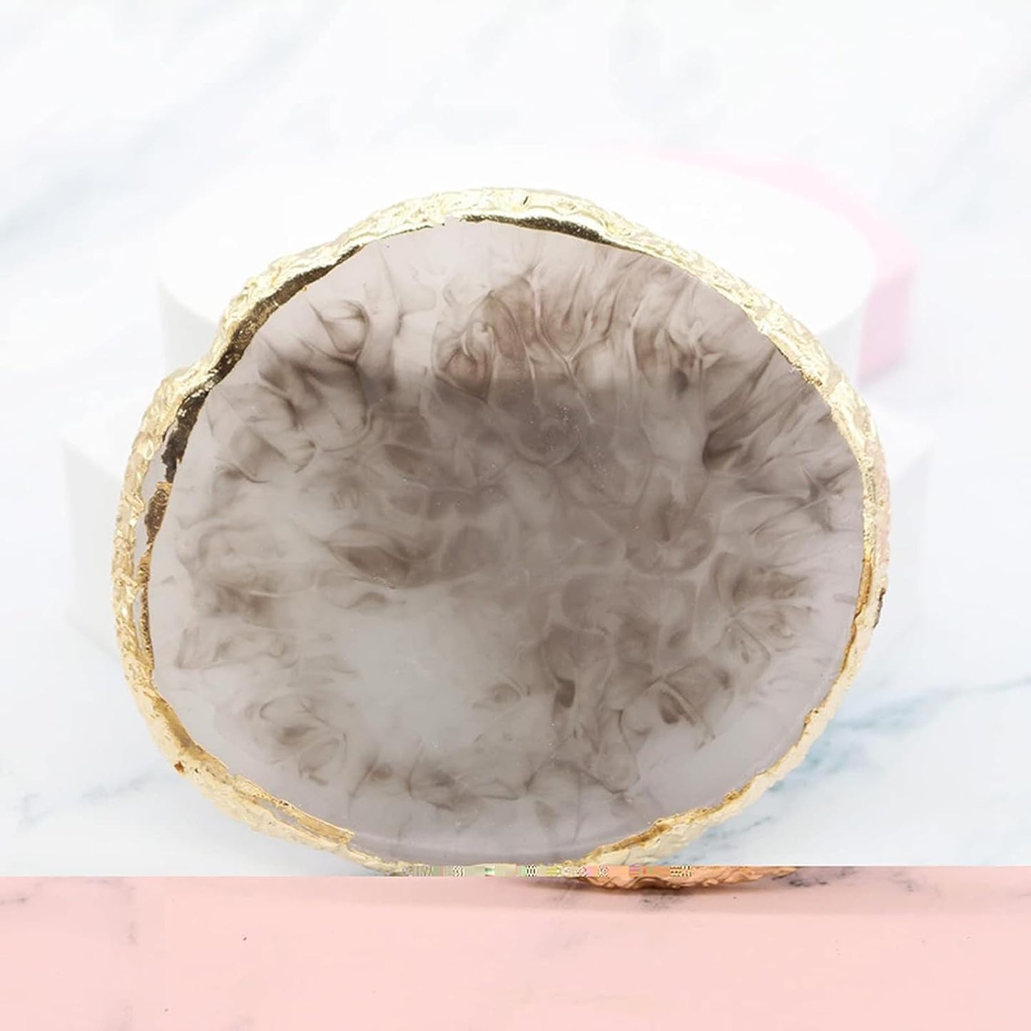 2 Pcs Resin Nail Palette Nail Polish Palette Nail Art Palette with Stainless Stirring Rod (Gray and Blue)