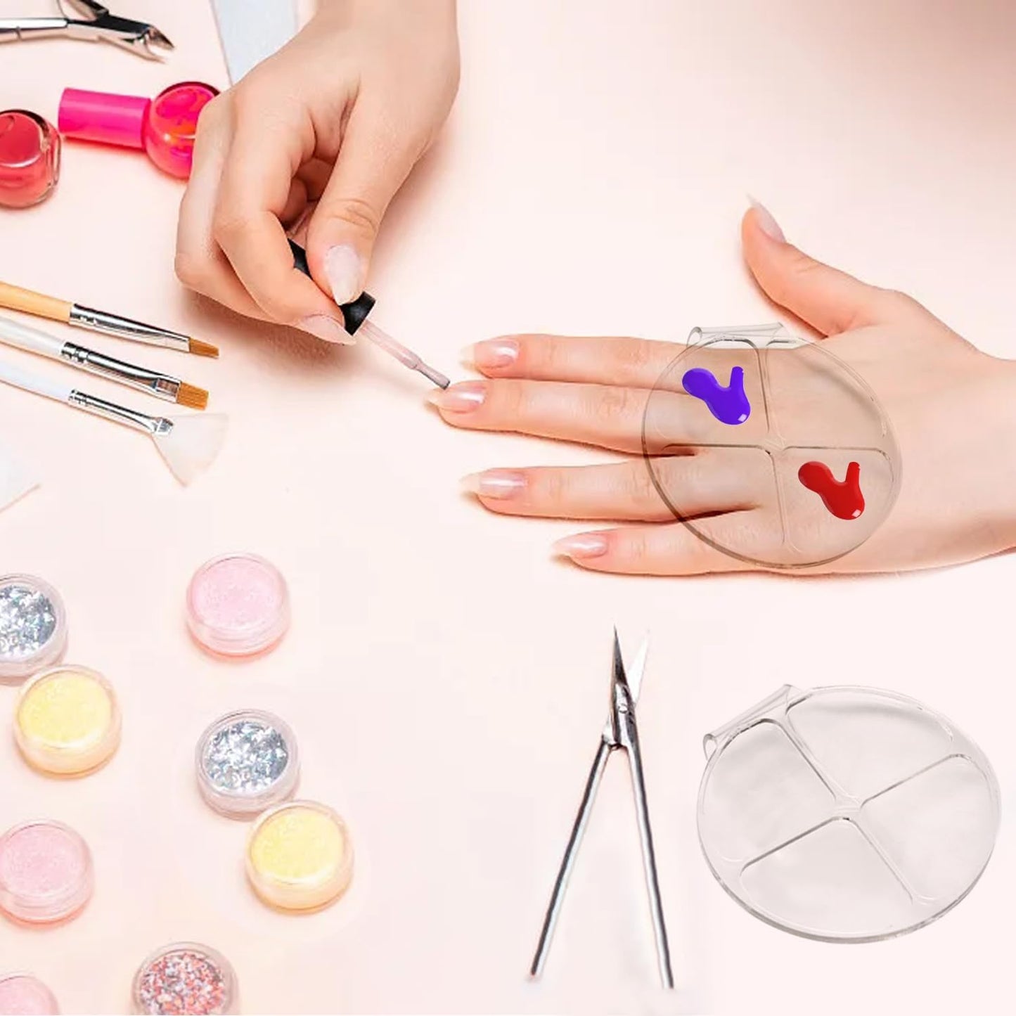 yueton 2PCS Acrylic Makeup Mixing Tray Makeup Palette Spatula Eyeshadow Makeup Hand Palette Nail Art Transparent Palette Hand Makeup Mixing Palette Cosmetic Foundation Dish for Makeup Foundation