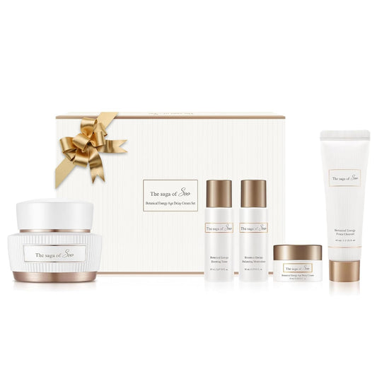Sooryehan SAGA OF SOO BOTANICAL ENERGY AGE DELAY CREAM GIFT SET (150 ml / 5.07 Fl Oz) - Korean Skin Care by LG BEAUTY. Botanical Energy Cream, Boosting Toner, Balancing Moisturizer, Foam Cleanser.