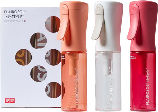 FLAIROSOL MyStyle, Spray Bottle for Hair- 3 Pack Small Travel Spray Bottle, Ultra Fine Continuous Water Mist for Face, Hairstyling, Salon, Cleaning, Beauty, Toners, Hydration & Makeup, 3.04oz / 90ml