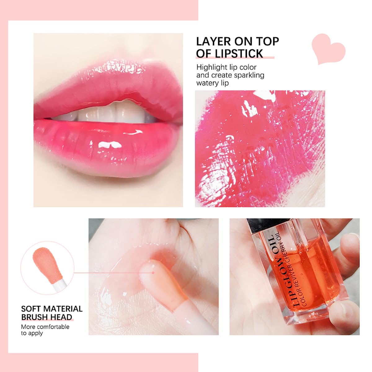 Hydrating Lip Glow Oil Moisturizing Plumping Lip Tint Lip Gloss Transparent Lip Balm Long Lasting Nourishing Repairing Lightening Lip Lines (004# CORAL)