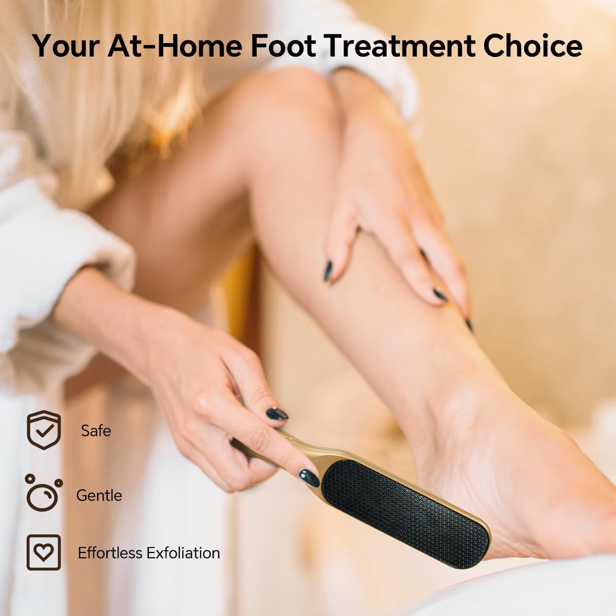 Nano Glass Foot File, Foot Callus Remover, Double Sided Pedicure Tools for Feet, Dual Use of Dry and Wet, Professional Hygienic Foot Scrubber to Achieve Smooth, Silky Feet Instantly (Golden)