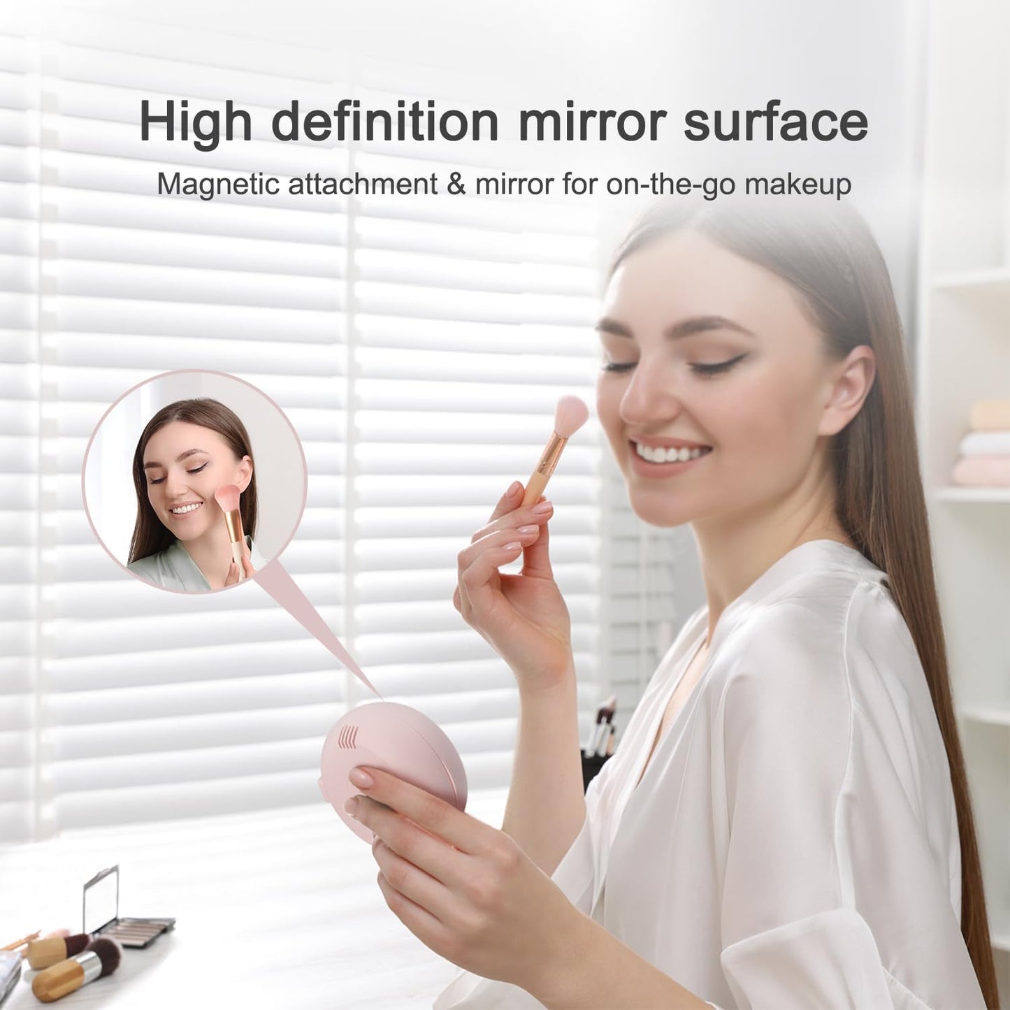 Toothbrush Holder, Toothbrush Cleaner Case, Portable USB Charging Toothbrush Cover with U V-C Light, Travel Toothbrush Holder (Pink-Mirror)