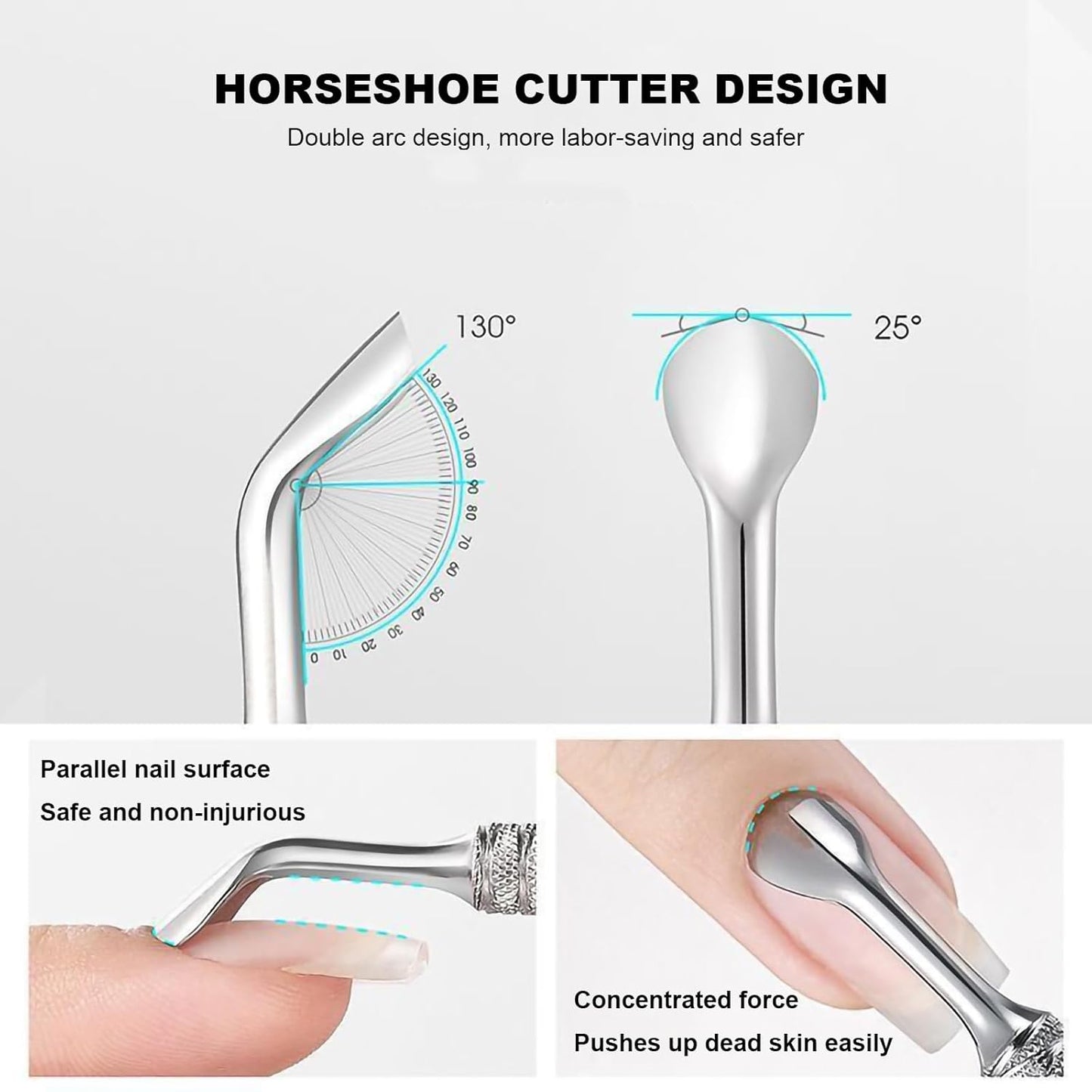 Pre-treatment Cuticle Pusher, Russian Prep Nail Pushers, Dual Ended Cuticle Remover with 100/180 Grit Sandpaper Sheets, Nail Care for Manicure Pedicure Nail Art