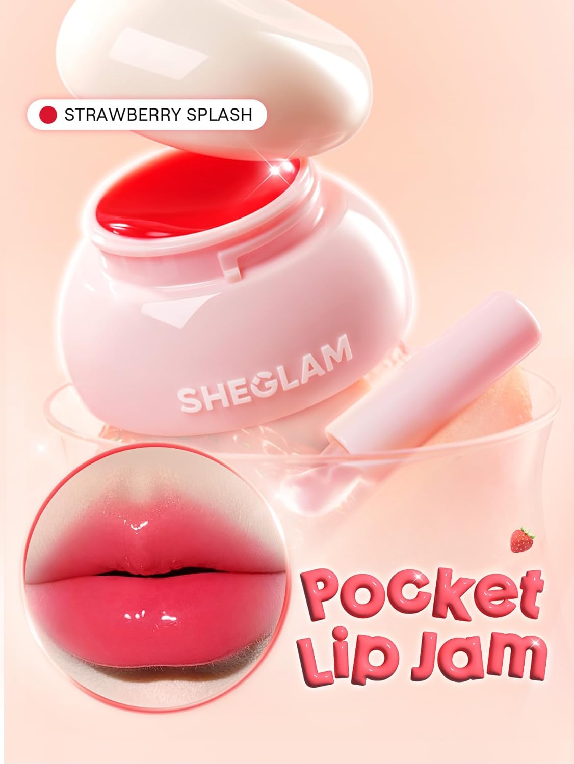 SHEGLAM Hydra Jelly Pocket Lip Jam Hydrating Nourishing Lip Gloss Moisturizing Lip Makeup-Strawberry Splash