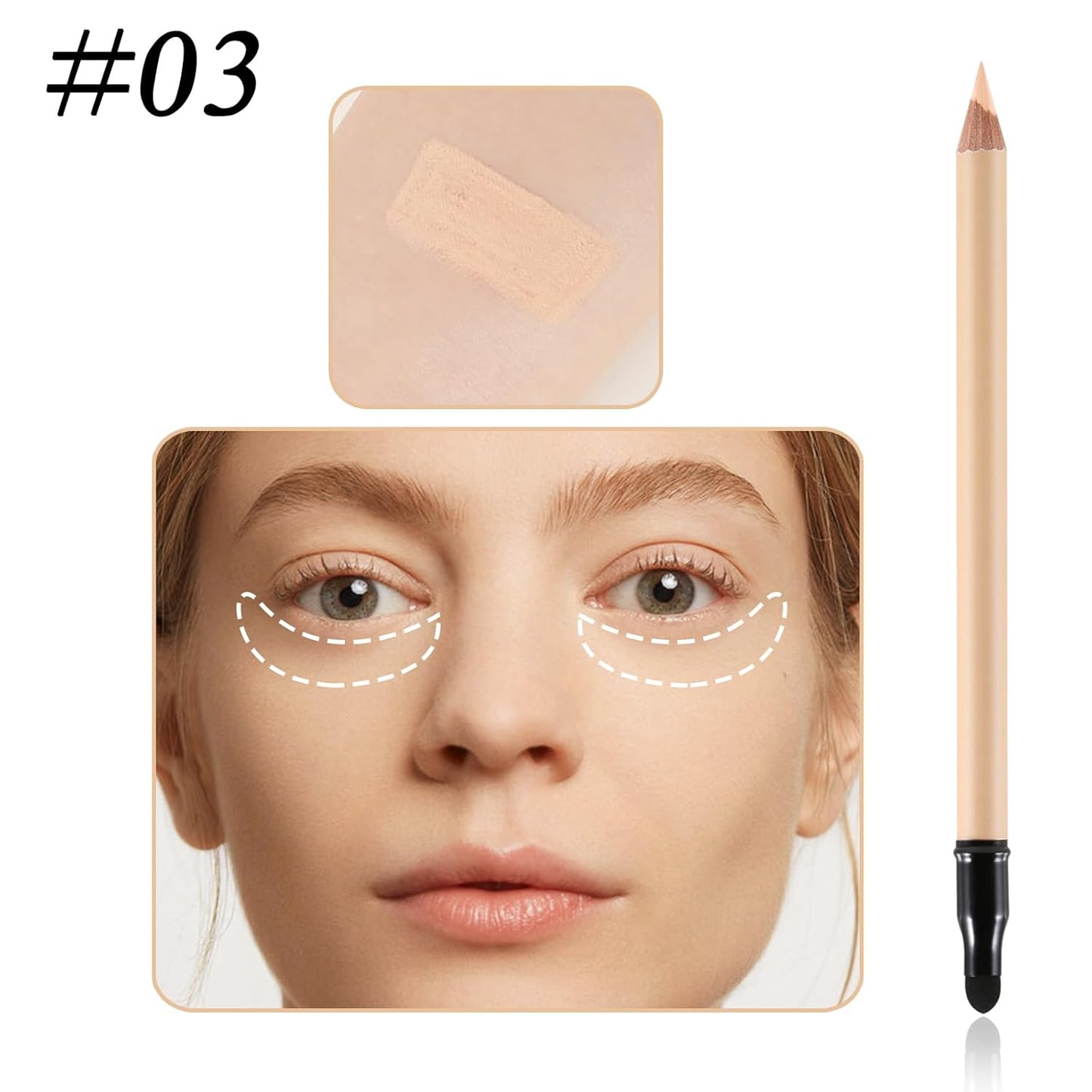 Concealer Pencil with Sharpner,Full Coverage,Waterproof Under Eye Concealer Stick for Dark Circles,Blemishes,Aging Spots,Acne,Freckles