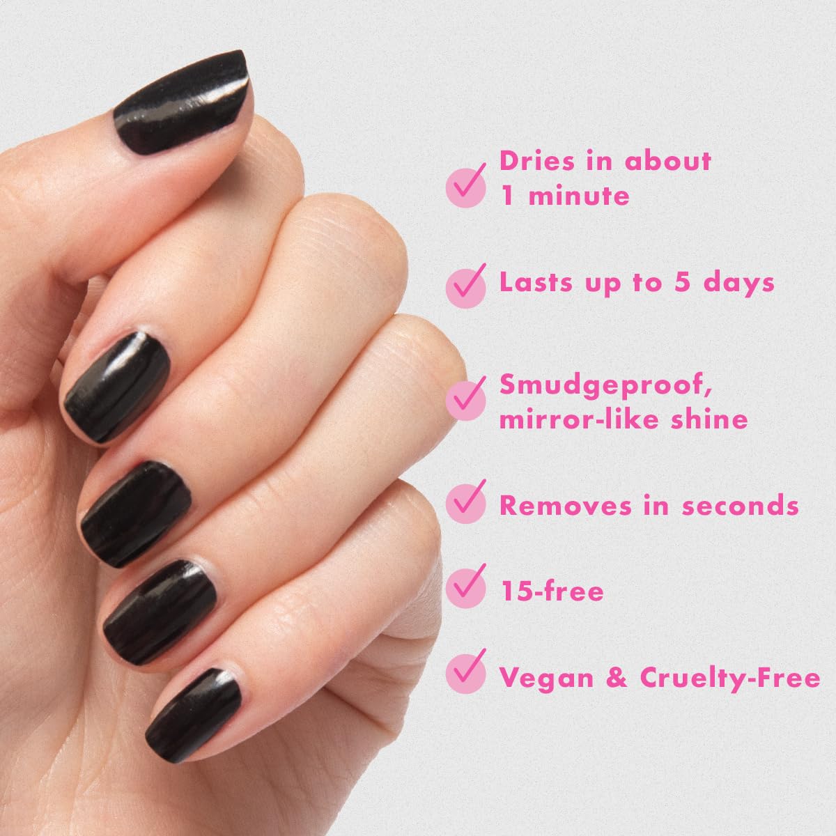 Olive & June Quick Dry Nail Polish | Instant, Fast-Drying, Smudgeproof Color | 15-free, Vegan, Cruelty-Free Formula | Lasts up to 5 Days | Salon-Quality Manicure Pedicure at Home | Cateye Inky Black