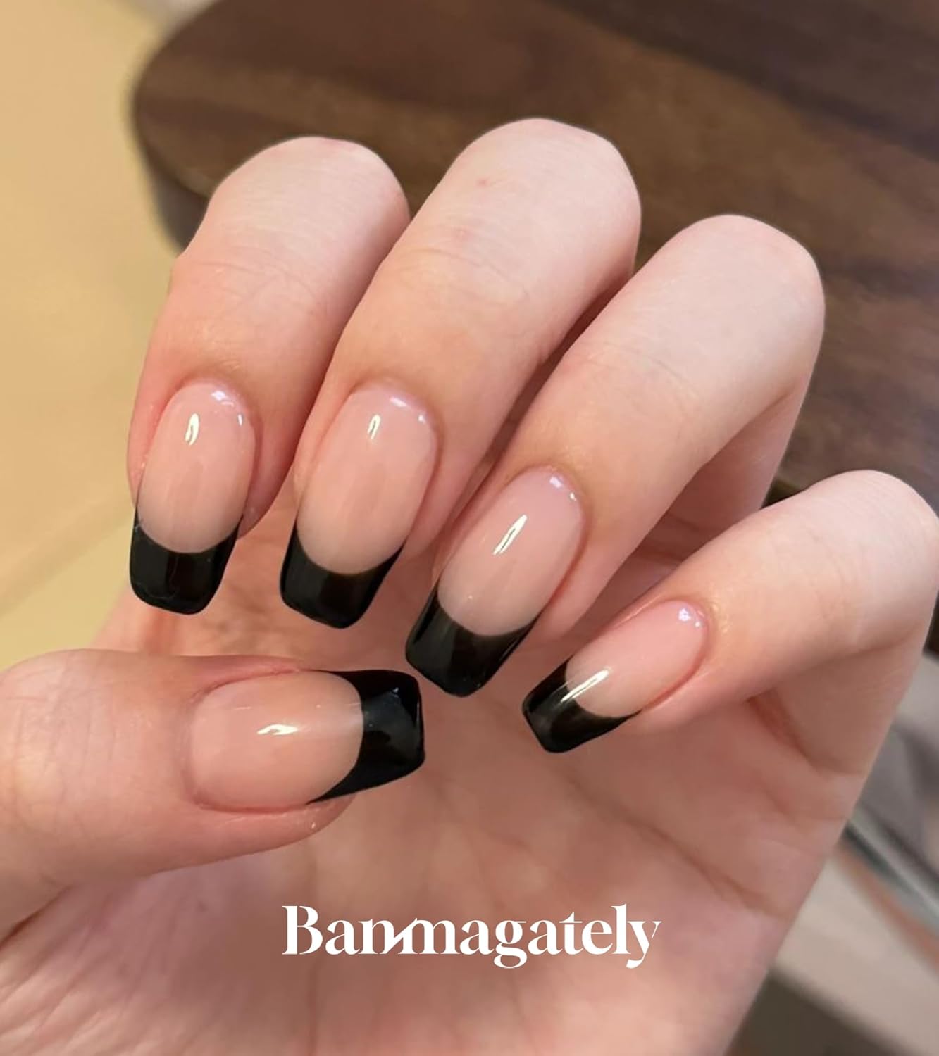 Nail Polish Strips, 20Pcs Salon Quality Gel Nail Stickers, Easy Long Lasting Wraps for Short Nails no UV Light Needed (Black and Tip White)