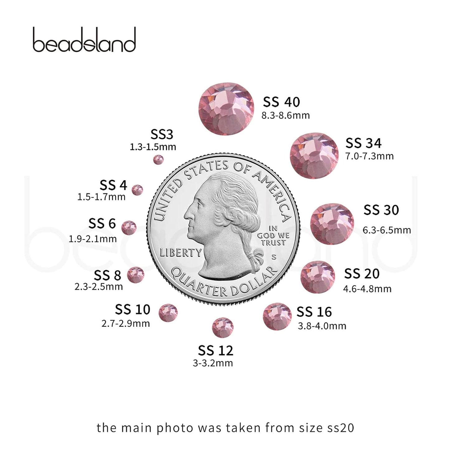 Beadsland 144pcs Flat Back Crystal Rhinestones Round Gems for Nail Art and Craft Glue Fix, Light Purple, SS40, 8.4-8.7mm