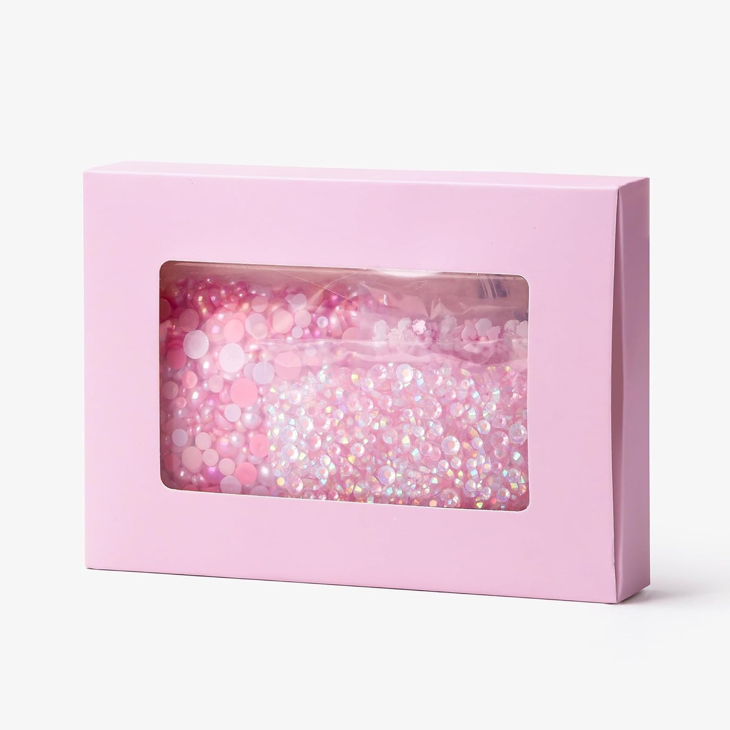 160g Pink Flat Back Pearls Rhinestones for Crafts Mixed Size 3mm-10mm AB Color Round Half Pearls Flatback Pearl Beads and Resin Rhinestones Set for Face Art