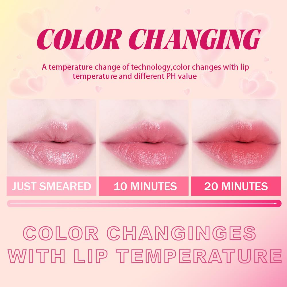 BINGBRUSH Color Changing Lipstick Set, PH Mood Peach Lip Balm and Gloss, Long Lasting Tinted Lip Stain (Set-A #01#02#03, 3 Count (Pack of 1))