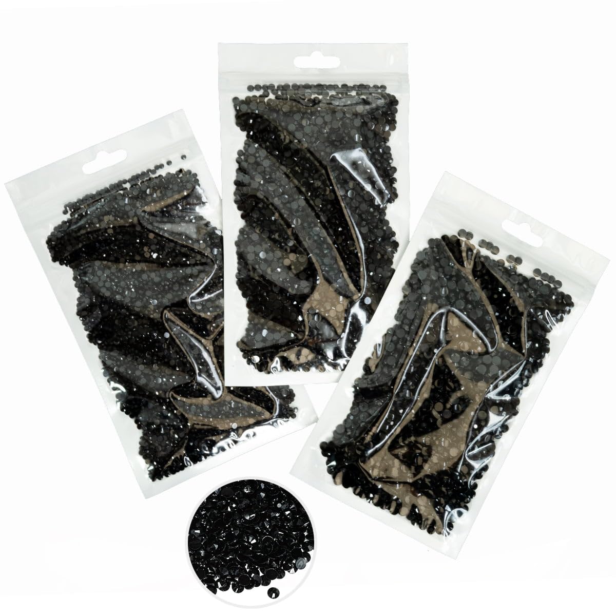 16000PCS Pure Black Resin Rhinestones for Crafting 3mm 4mm 5mm Flatback Jelly Stones Bulk SS10 SS16 SS20 Diamonds Gems Charms for Nails Face Eyes Makeup Tumblers Bottles Crafts Clothes Shoes