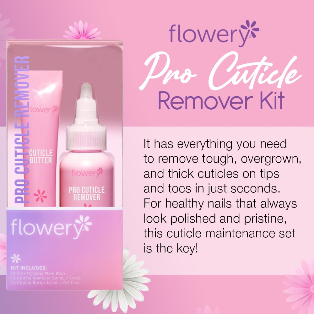 Flowery Pro Cuticle Kit, with Cuticle Butter and Pro Cuticle Remover, 2-piece Set, 1-pack