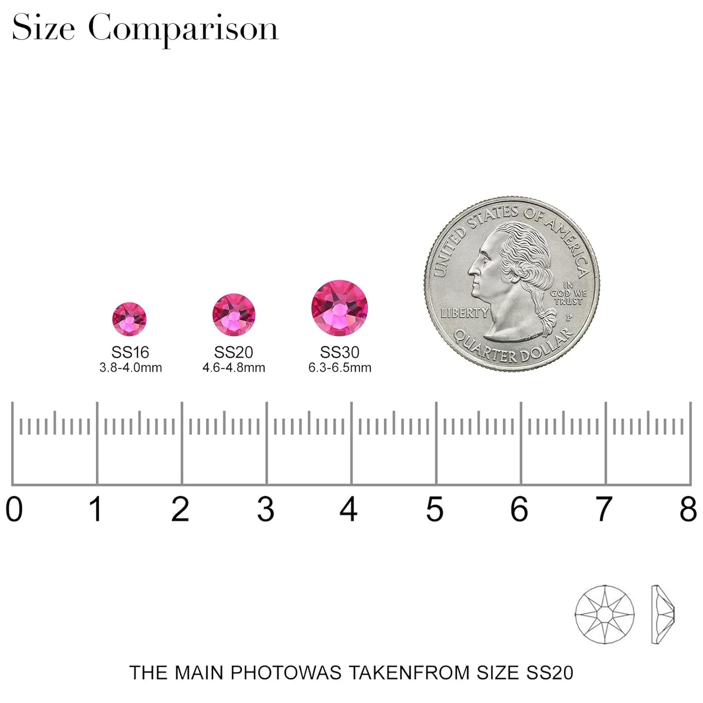 Novani Fuchsia Rhinestones 288pcs Flat Back Round Rhinestone Style 2088 Sparkly Crystal Gemstones for Nail Art and Crafting SS30,6.4-6.6mm