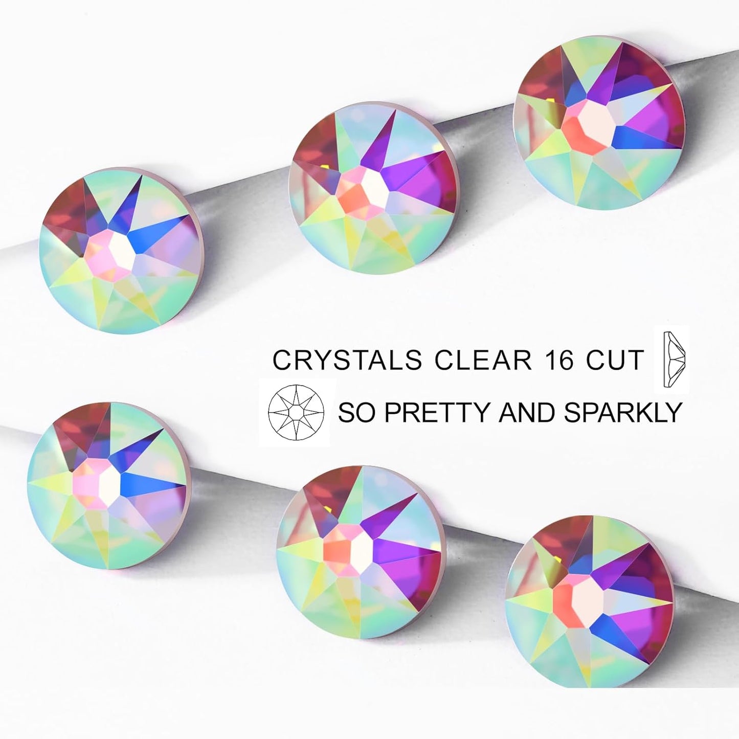 Novani 144pcs Crystal AB Rhinestones Flat Back Round Rhinestone Style 2088 Sparkly Crystal Gemstones for Nail Art and Crafting,SS30(6.4-6.6mm