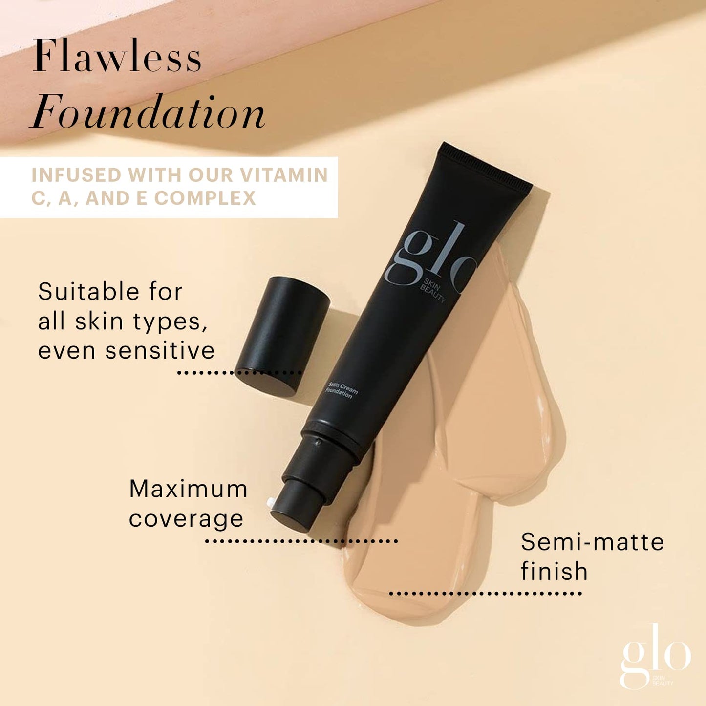 Glo Skin Beauty Satin Cream Foundation Makeup for Face, Honey Fair - Full Coverage, Semi Matte Finish, Conceal Blemishes & Even Skin Tone