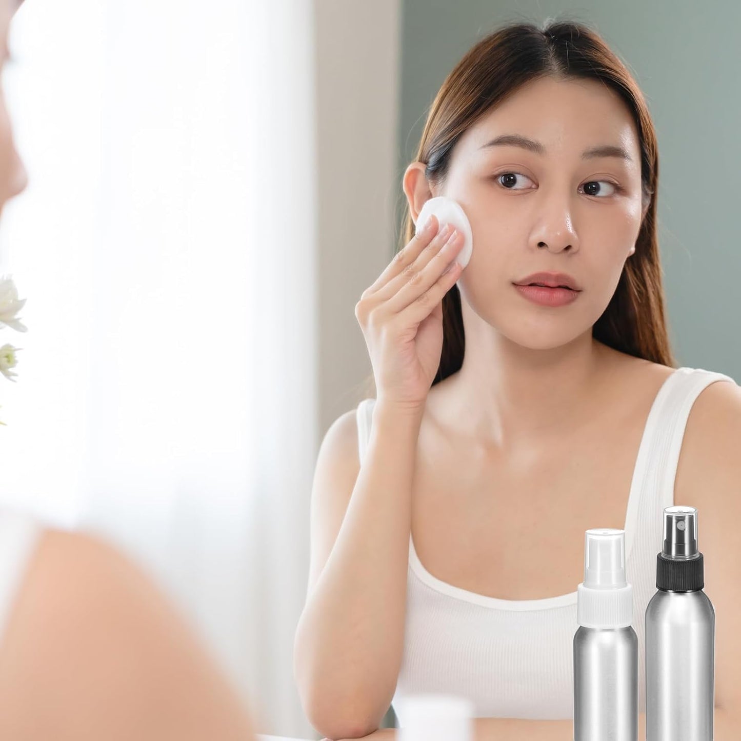 HARFINGTON 3pcs Aluminum Fine Mist Spray Bottles 120ml/4oz Metal Small Liquid Alcohol Refillable Travel Container with White Plastic Nozzle Cap for Perfume Skincare Cosmetic Storage Bottle