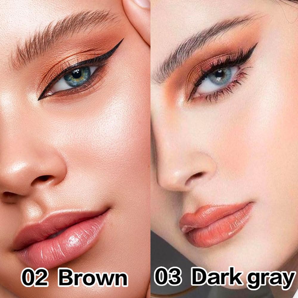 Eyebrow Ink Pencil by Brow Stylist -Micro 4 Point Brow Pen Lift & Snatch Eyebrow Pen Kits with 3 Eyebrow Stencil Long-Lasting Waterproof Natural Eyebrow Hair (2Pcs 02# brown&03# dark grey)