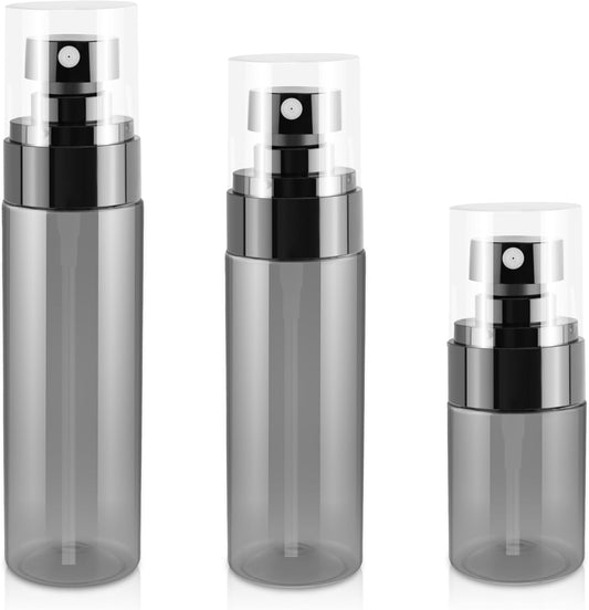 3Pack Small Spray Bottles, Black Plastic Fine Mist Mini Mister Bottles for Hair, Cleaning, Salons, Planting, Skin Care