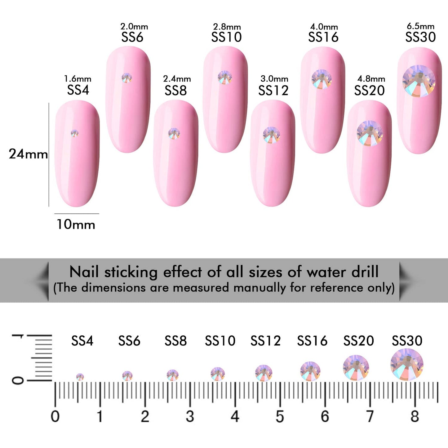 288Pcs Pink AB Crystal Rhinestones,Glass Flatback Rhinestones Gemstones for Nail Face Makeup Art Crafts Clothes Decoration -(SS30,6.5mm,Pink AB)