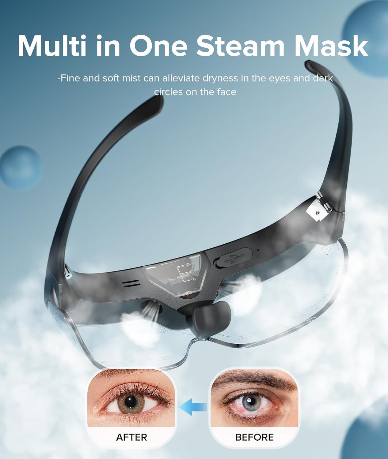 Eyespa Mist Mask Steam Eye Mask for Dry Eyes Heated Eye Care Device Eye Heated Nano Mist Spraye Portable Warm Compress Eyes Mister for Eyelid Eye Skin SPA Eye Steam Relief Dry Eye and Stye
