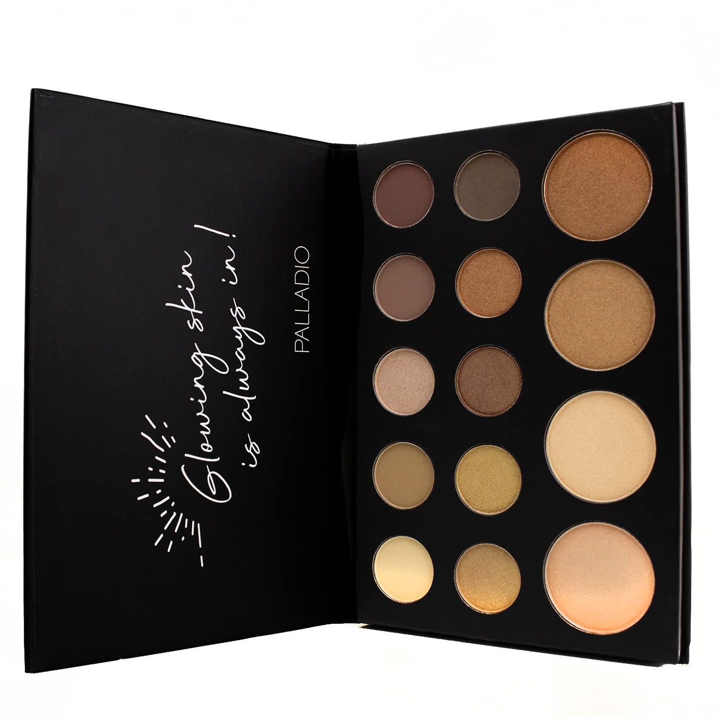 Palladio Sun-Kissed Mirage Eyeshadow Highlighter Palette, Warm Flawless Look, Matte and Shimmer Finishes, 14 Curated to Ensure Rich and Highly Pigmented Colors, All Day Wear (SUN-KISSED)