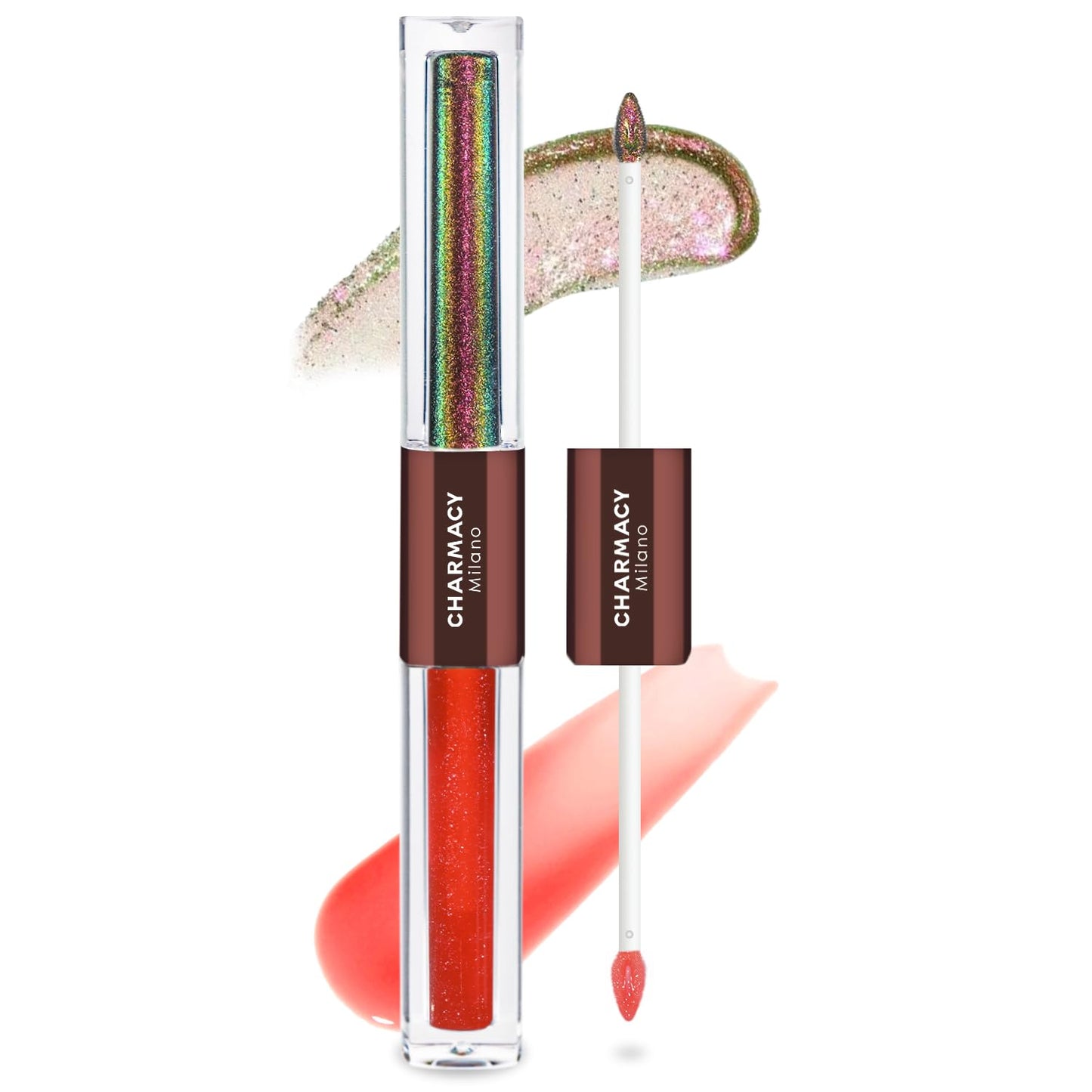 CHARMACY 2 In 1 Multichrome Moisturizing Lip Gloss, Double Head Liquid Lipstick, Mirror Waterproof Long Lasting No Fading Lip Balm, Hydrating Lip Plumper Waterlight Glossy Makeup #003