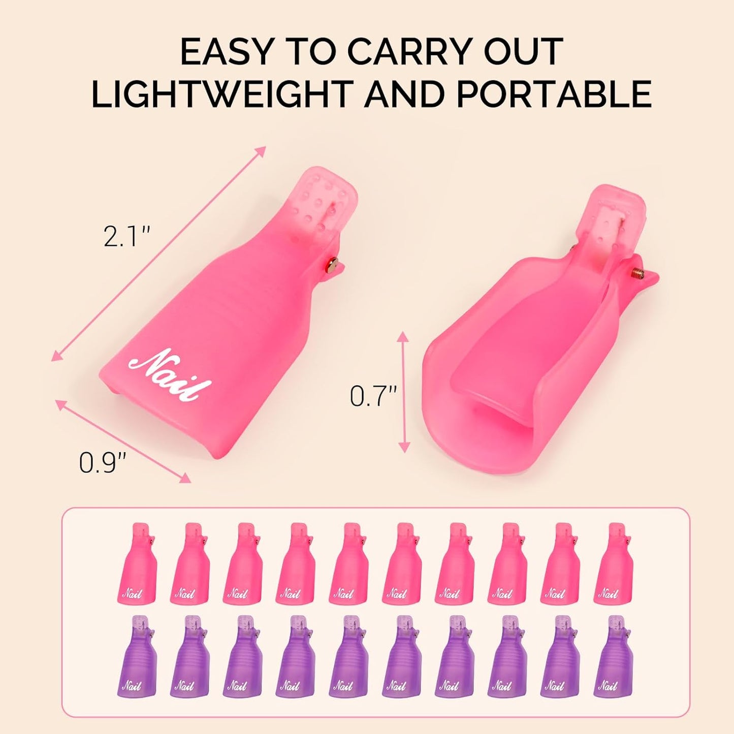 MelodySusie Nail Polish Remover Clips Nail Art Soak Off Cap Clip Plastic Acrylic UV Gel Polish Remover Wrap Tool Gel for Fingernail Removal Soak Off Clips Wrap Cleaner Cap Clip (Pink+Purple 20Pcs)