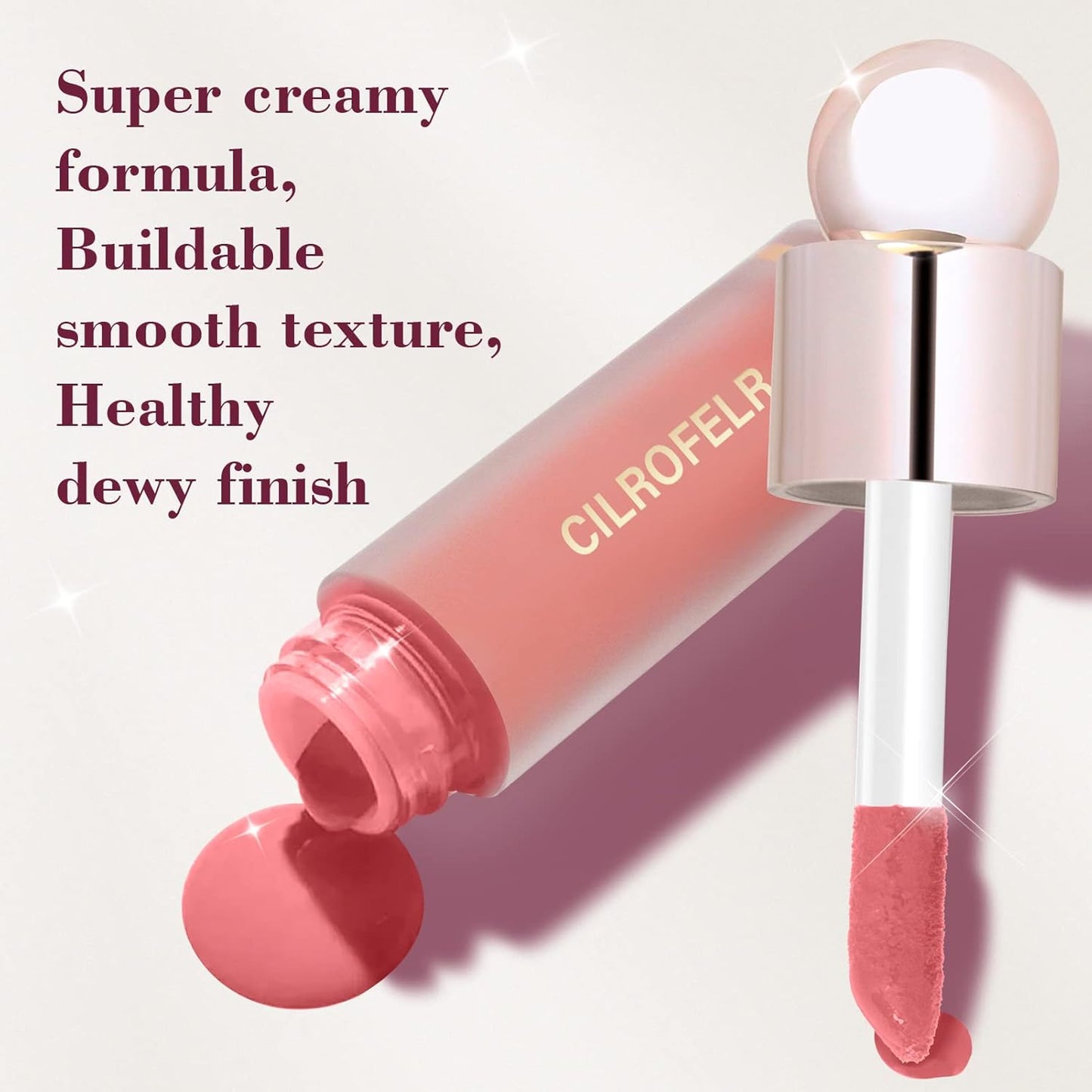 Cilrofelr Dewy Liquid Blush, Soft Cream Liquid Blush for Cheek, Buildable & Blendable Pigment, Lightweight & Smooth Texture, Longwear Formula for a Soft, Natural Flush (02 Fuchsia Pink)