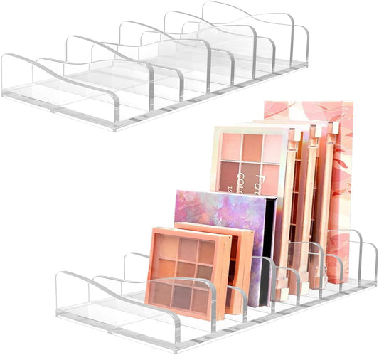 FLMOUTN 2 Pack Makeup Pallet Organizer Eyeshadow Palette Organizers Acrylic 8-Cell Make up Palette Holder Cosmetic Storage for Contour Kit, Eye Shadow, Blush