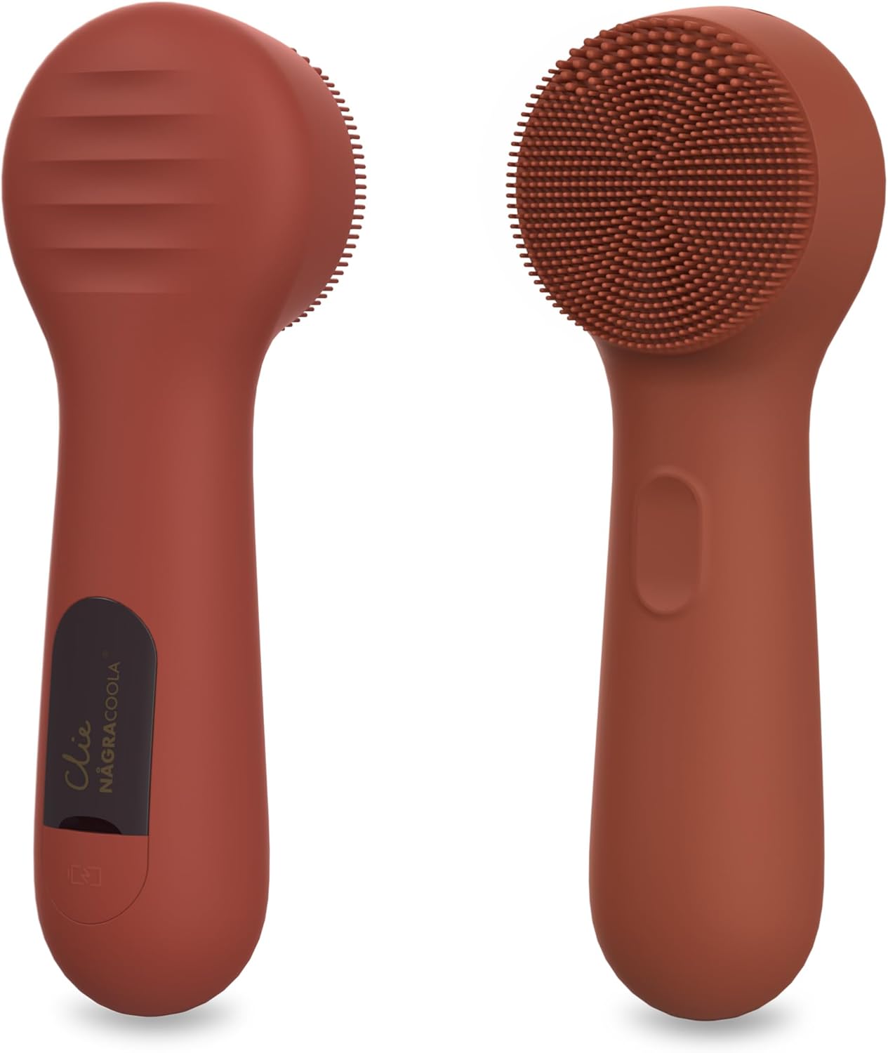 Silicone Face Scrubber, NågraCoola CLIE 2.0 Facial Cleansing Brush, Rechargeable, Waterproof Face Scrub Brush for Cleansing, Exfoliating, Massaging, Electric Facial Exfoliator for Women and Men-Russet