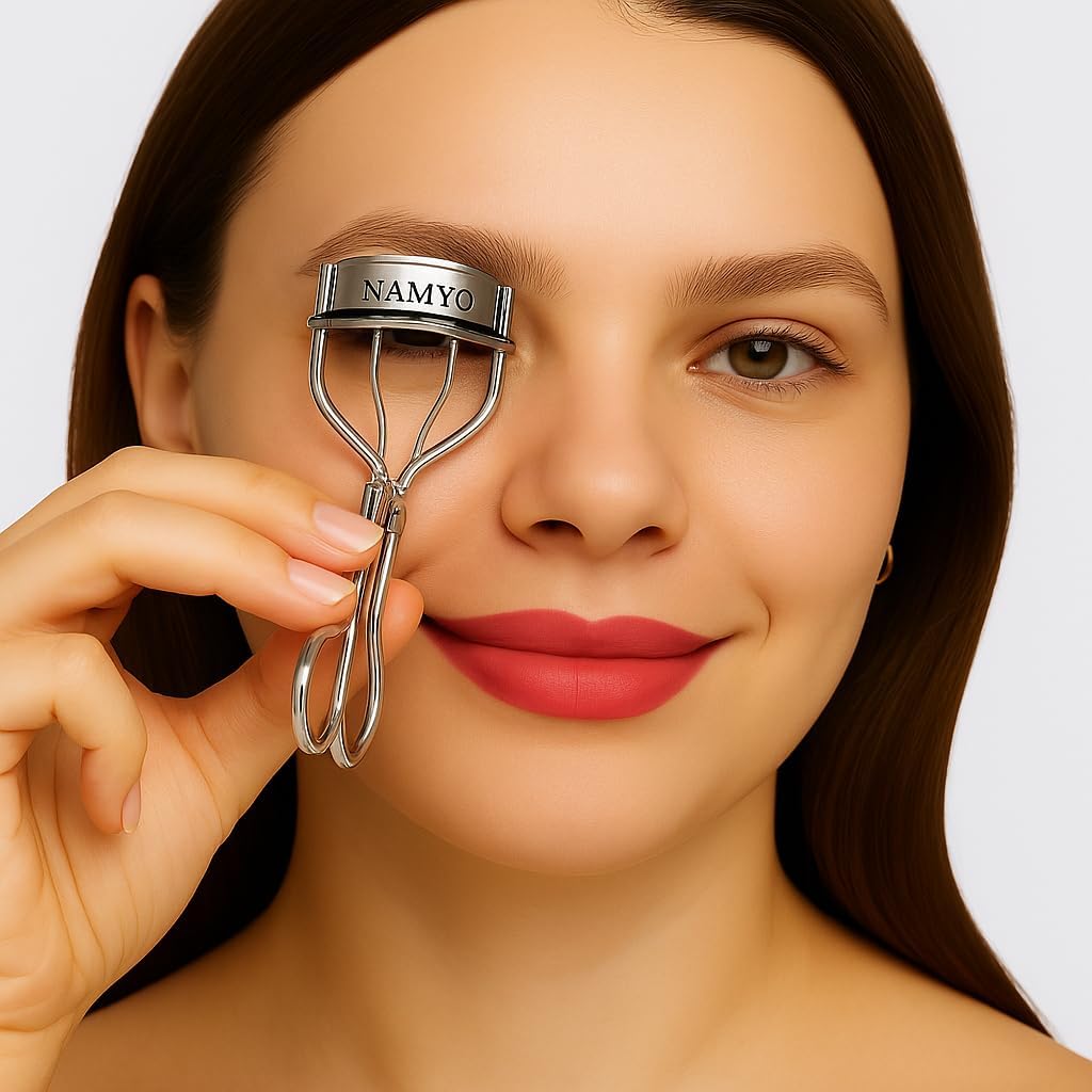 Eyelash Curler – Premium Salon-Grade Luxe Obsidian Grey Lash Tool with 10 Silicone Refill Pads, Satin Travel Pouch, No-Pinch, Natural Curl for All Eye Shapes